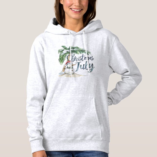 Christmas in July Beach Snowman & Palm Tree Hoodie (Vorderseite)