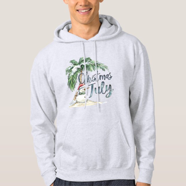 Christmas in July Beach Snowman & Palm Tree Hoodie (Vorderseite)