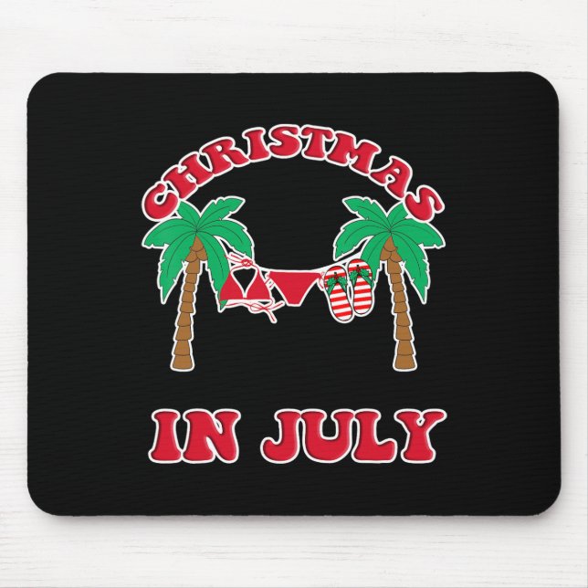 Christmas In July Bikini Flip Flops Palm Tree  Mousepad (Vorne)