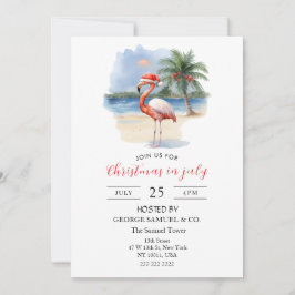 Christmas in July Custom Company Name Flamingo Einladung