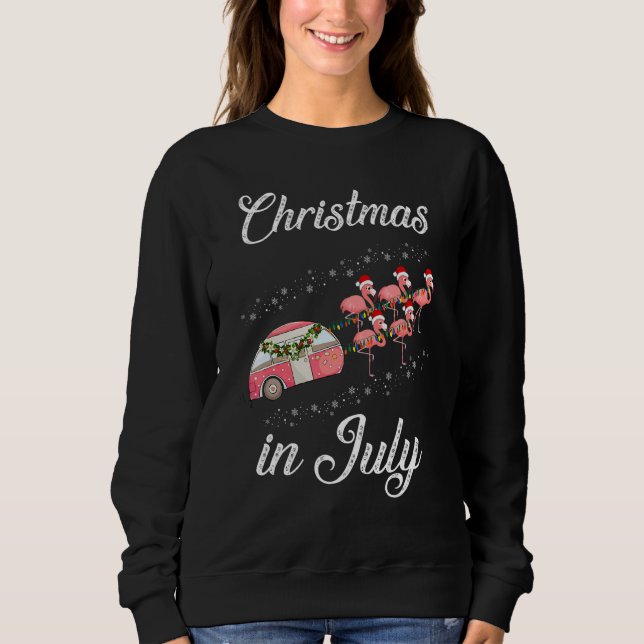 Christmas In July  Flamingo Retro Camping Car Grap Sweatshirt (Vorderseite)