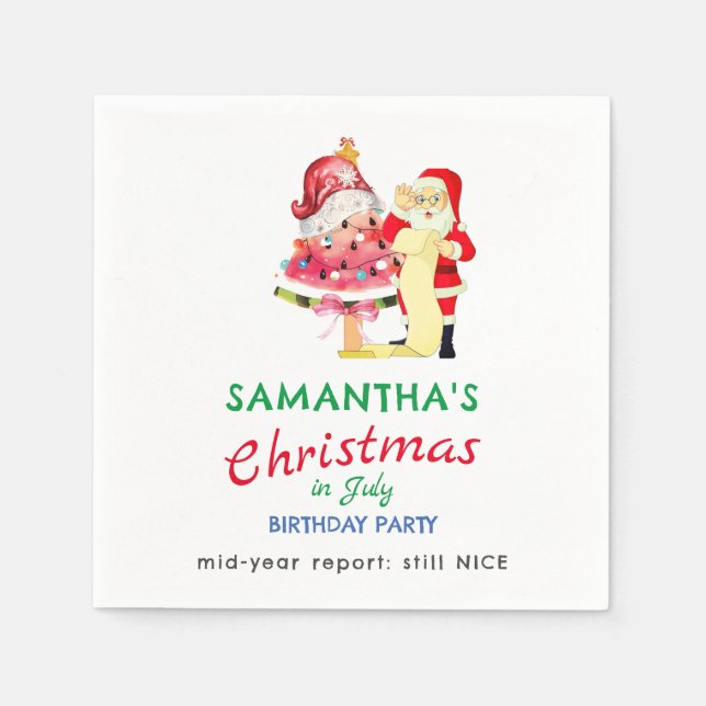 Christmas in July Naughty / Nice Toddler Birthday Serviette (Vorderseite)