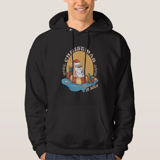 Christmas in July Santa Beach Summer Sunglasses Hoodie (Vorderseite)