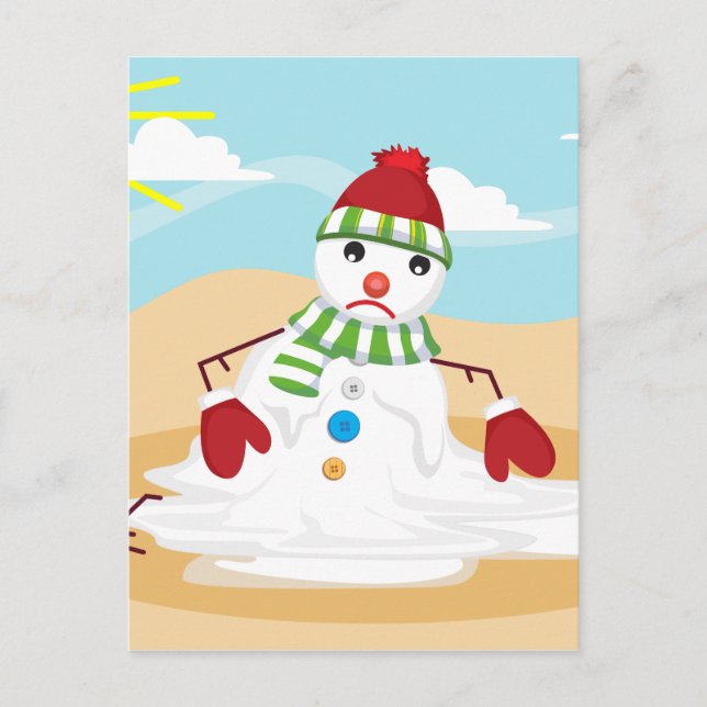 christmas in july snowman feiertagspostkarte (Vorderseite)