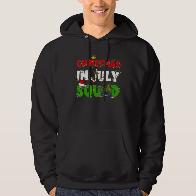 Christmas In July Squad Palm Tree & Xmas Lights Su Hoodie (Vorderseite)