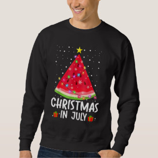 Christmas In July Watermelon Santa Summer Tree Sweatshirt