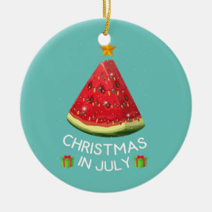 Christmas In July Watermelon Summer Vacation Mid Keramik Ornament