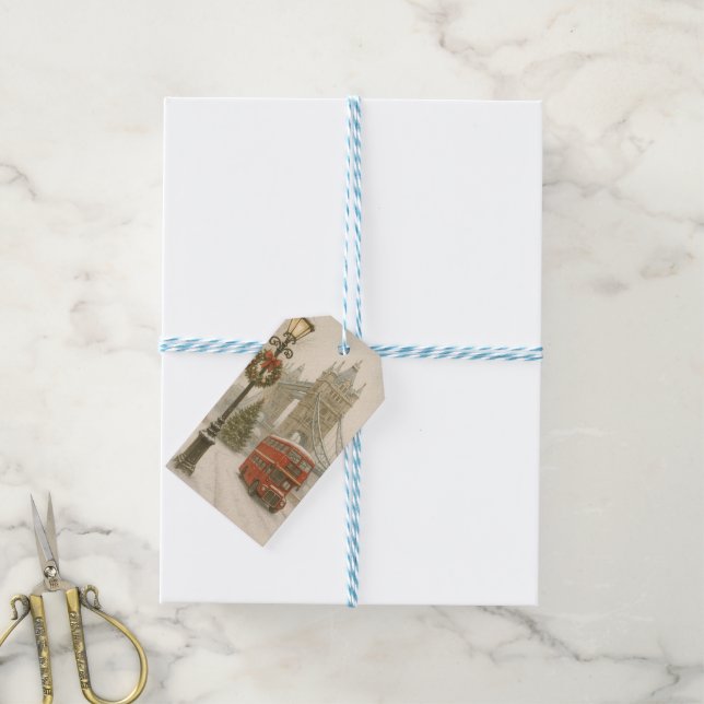 Christmas in London Gift for Traveler | Holiday Geschenkanhänger (Mit Garn)