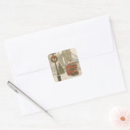 Christmas in London Gift for Traveler | Holiday Quadratischer Aufkleber