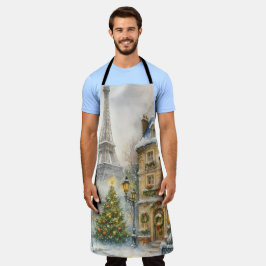 Christmas in Paris Apron | Watercolor Eiffel Tower Schürze