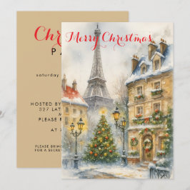 Christmas in Paris Eiffel Tower Winter Personalize Einladung