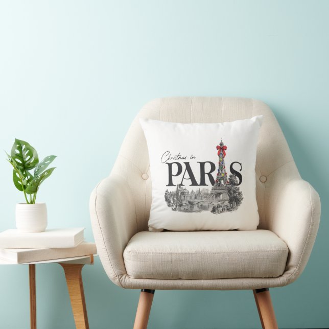 Christmas In Paris Throw Pillow Kissen (Stuhl )