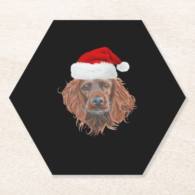 Christmas Irish Setter Classic T - Shirt Untersetzer (Vorderseite)