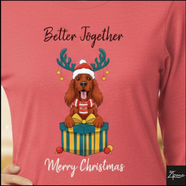 Christmas Irish Setter Red Reindeer Gift Graphic Tri-Blend Shirt (Von Creator hochgeladen)