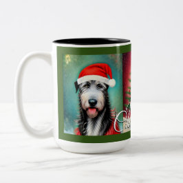 Christmas Irish Wolfhounds and Tree Zweifarbige Tasse