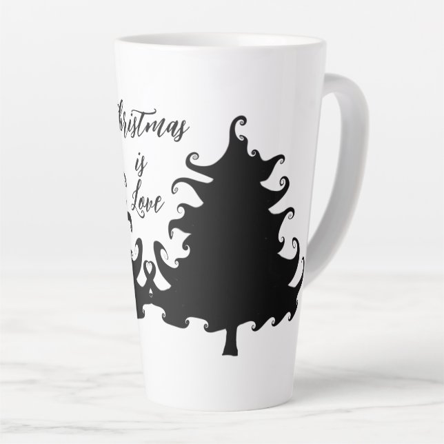 Christmas is Love Black Tree Saying Milchtasse (Rechte Ecke)