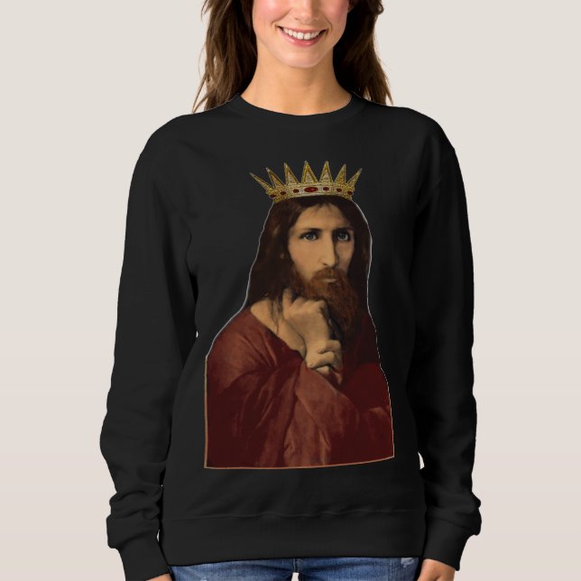 Christmas Jesus Christ Crowned King Portrait Women Sweatshirt (Vorderseite)