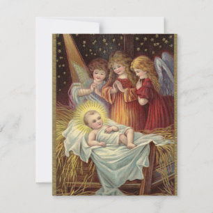 Christmas Jesus illustration carte vintage