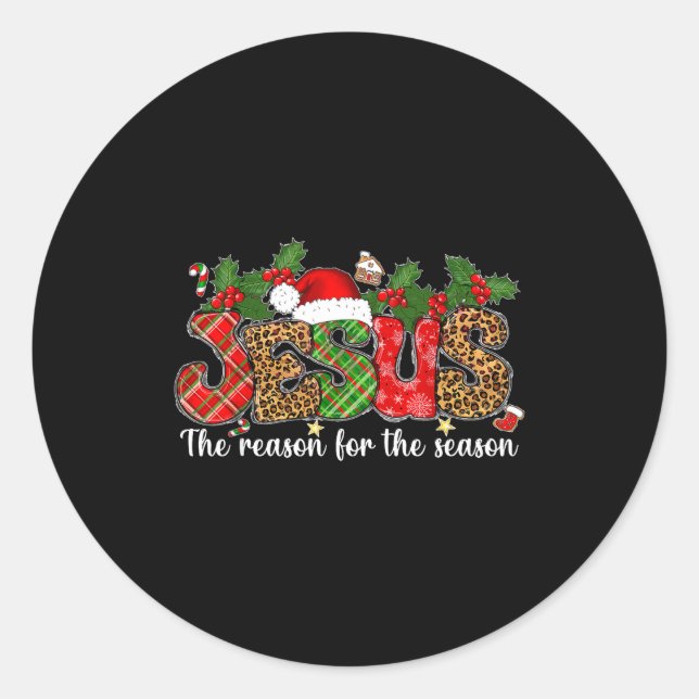 Christmas Jesus Reason Season Xmas Christian Men W Runder Aufkleber (Vorderseite)