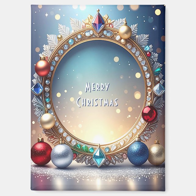 Christmas Jewel Frame Holiday Magnet (Vorderseite)