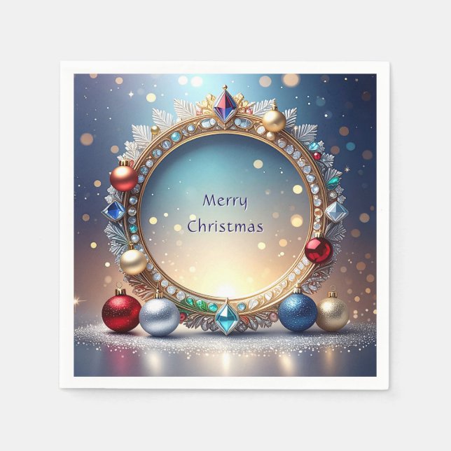 Christmas Jewel Frame Holiday Napkin Serviette (Vorderseite)