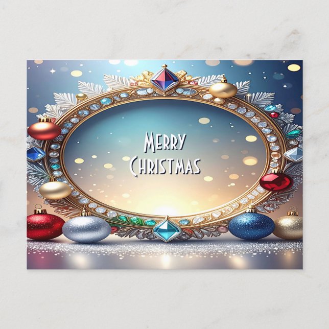 Christmas Jewel Frame Holiday Postcard Postkarte (Vorderseite)