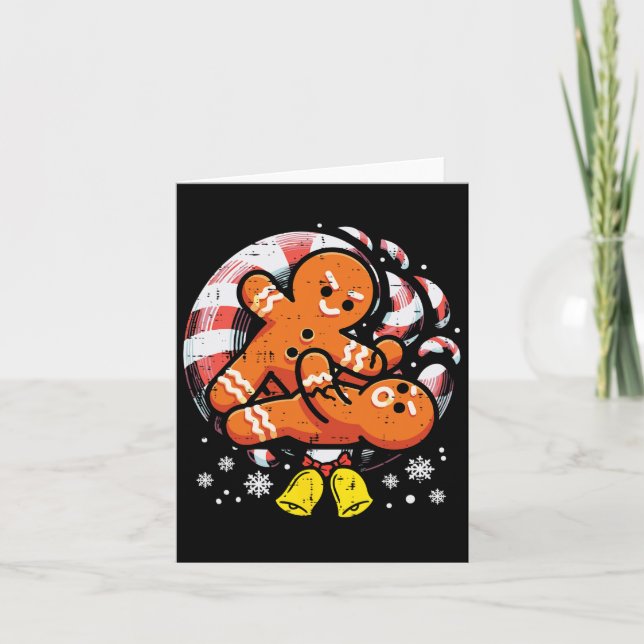 Christmas Jiu Jitsu Gingerbread Xmas Bjj Wrestling Karte (Vorderseite)