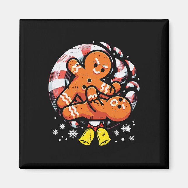 Christmas Jiu Jitsu Gingerbread Xmas Bjj Wrestling Magnet (Vorne)