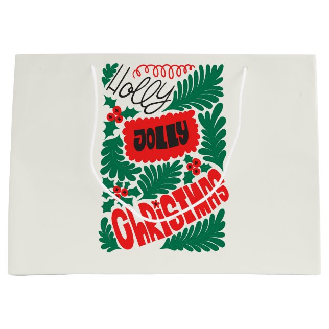 Christmas Jolly Green und Red Große Geschenktüte (Vorderseite)