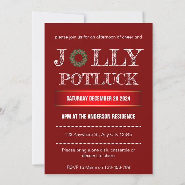 Christmas Jolly Potluck Invitation (Devant)