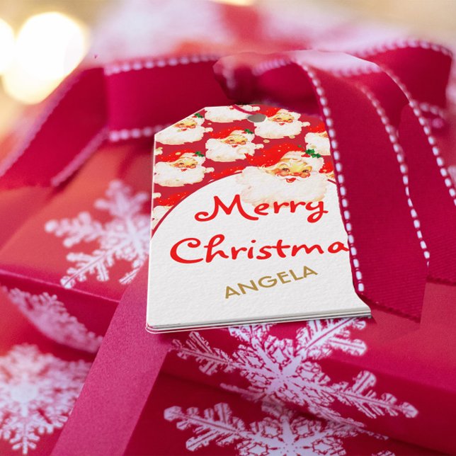Christmas Jolly Santa Claus Red Merry Gruß Geschenkanhänger (Von Creator hochgeladen)