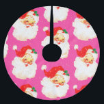 Christmas Jolly Santa Claus Vintag Pink Polyester Weihnachtsbaumdecke<br><div class="desc">Ein rosa Hintergrund mit einem fröhlichen Weihnachtsmann ist die Grundlage für dieses maßgeschneiderte Retro-Weihnachtskonzept. Von einer Reihe von Weihnachten Urlaub persönlichen Produkten von Chessie's Fine Designs.</div>