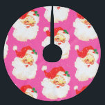 Christmas Jolly Santa Claus Vintag Pink Polyester Weihnachtsbaumdecke<br><div class="desc">Ein rosa Hintergrund mit einem fröhlichen Weihnachtsmann ist die Grundlage für dieses maßgeschneiderte Retro-Weihnachtskonzept. Von einer Reihe von Weihnachten Urlaub persönlichen Produkten von Chessie's Fine Designs.</div>