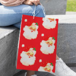 Christmas Jolly Santa Merry Fun Mittlere Geschenktüte<br><div class="desc">Ein fröhliches Santa-Gesicht auf einem roten Weihnachtsgebirge. Spaß und Fröhlichkeit,  die Weihnachtszeit zu würdigen.</div>