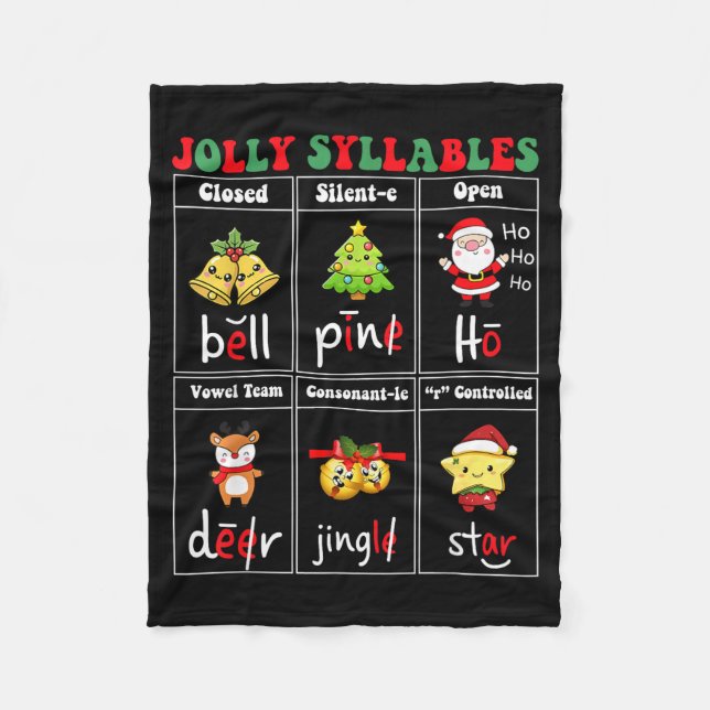 Christmas Jolly Syllables Teacher Students Funny S Fleecedecke (Vorderseite)