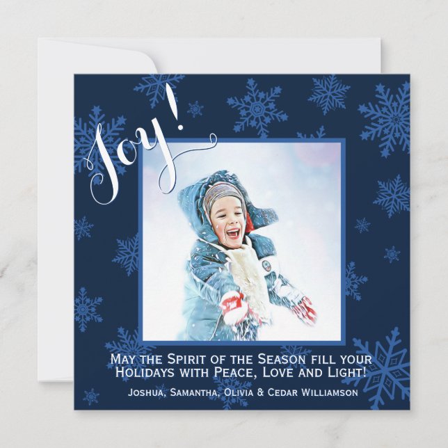 Christmas Joy Blue Snowflakes Festive Carte de vac (Devant)