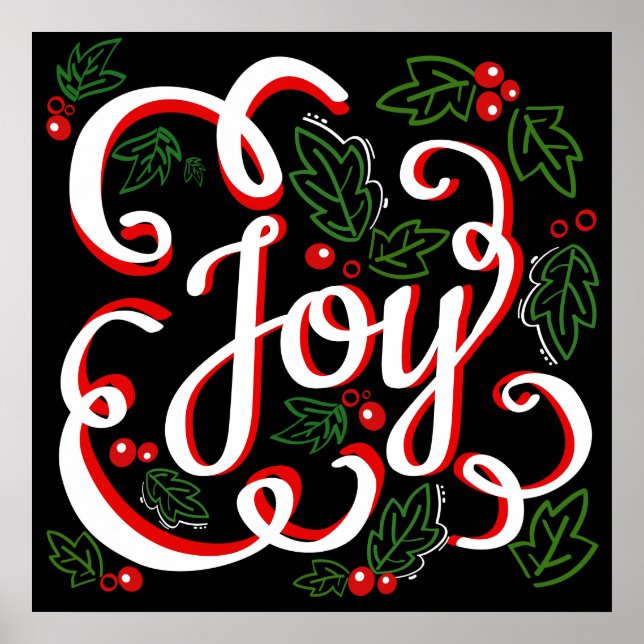 Christmas Joy Blühe Holly Berries & Blätter Poster (Vorne)
