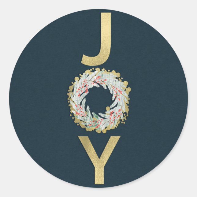 CHRISTMAS JOY Gold Foil Modern Holiday Favor Card Runder Aufkleber (Vorderseite)