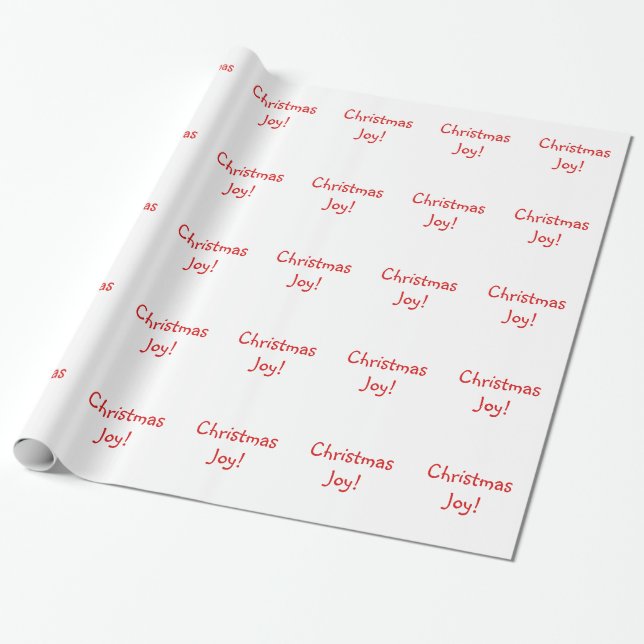 Christmas Joy Holiday Red Schriftart Geschenkpapier (Ungerollt)