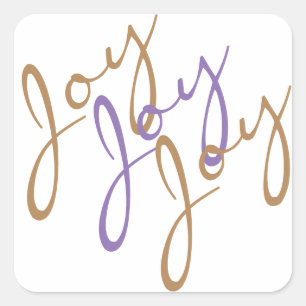 Christmas Joy Joy Joy Typografy Art Quadratischer Aufkleber