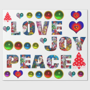 CHRISTMAS JOY LIEBE PEACE GESCHENKPAPIER