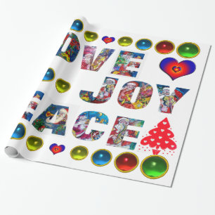 CHRISTMAS JOY LIEBE PEACE GESCHENKPAPIER