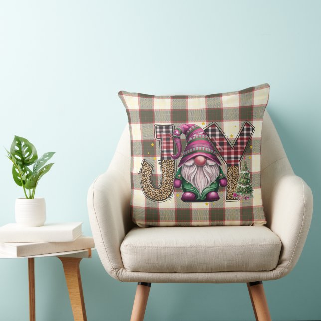 Christmas Joy Nordic Gnome Kariert Girly Kissen (Stuhl )