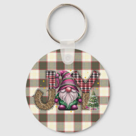 Christmas Joy Nordic Gnome Kariert Girly Schlüsselanhänger