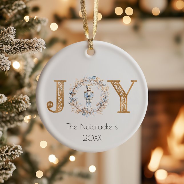 Christmas Joy Nutcracker Watercolor Foto Keramik Ornament (Von Creator hochgeladen)