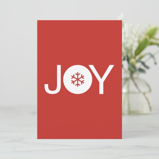 Christmas Joy Red Christmas Card Feiertagskarte (Stehend Vorderseite)