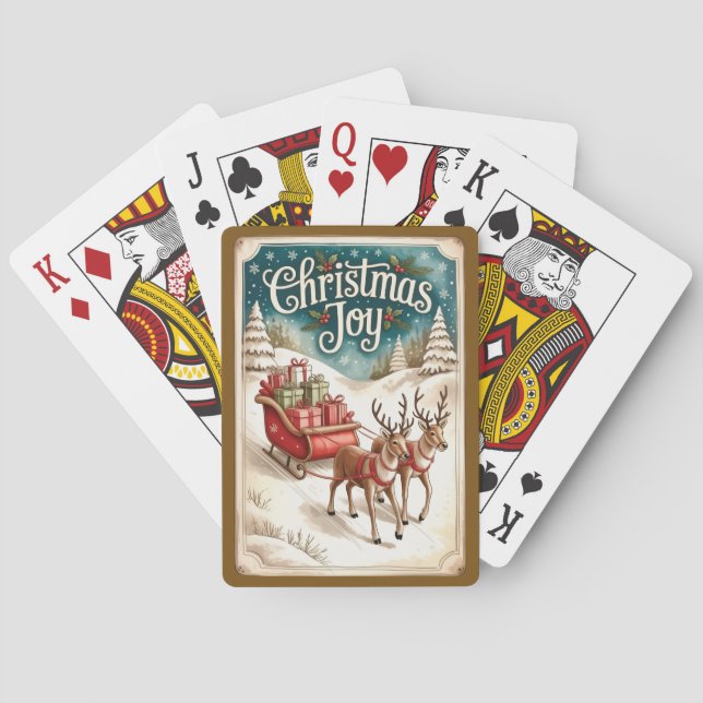 Christmas Joy Sleigh & Winter Scene Spielkarten (Rückseite)