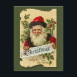 Christmas, Joys be Thine Feiertagspostkarte<br><div class="desc">Vintage victorian Santa Claus postcard image.</div>