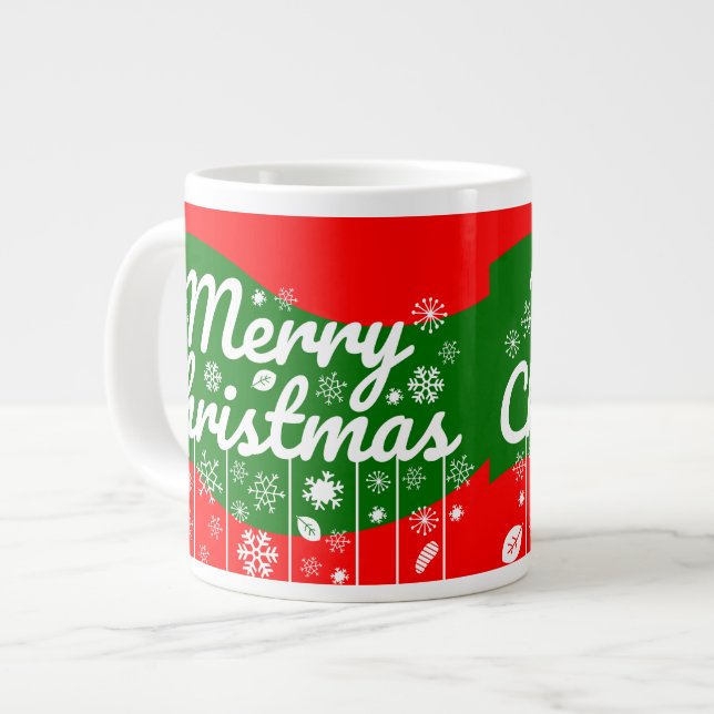 Christmas Jumbo Mug – White Ornaments  Jumbo-Tasse (Vorderseite Links)