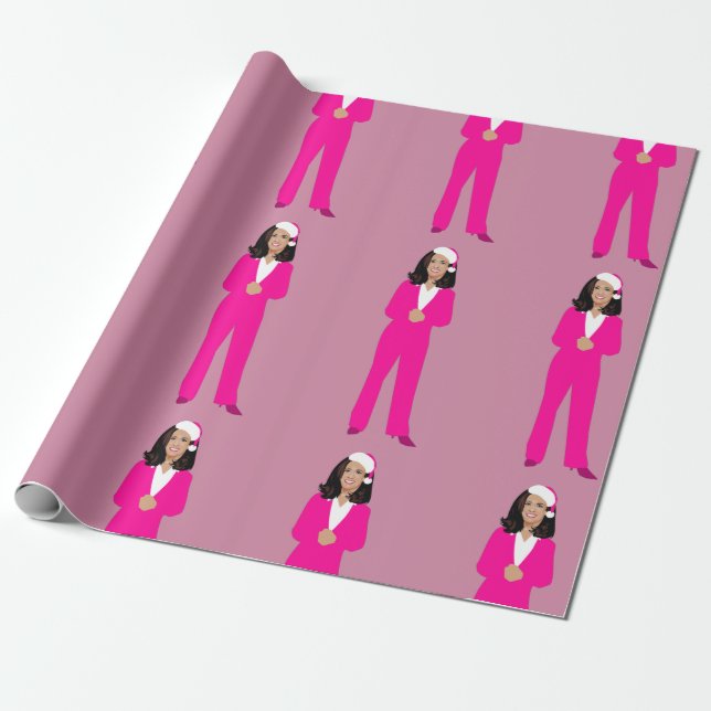 Christmas kamala harris santa clus pink geschenkpapier (Ungerollt)